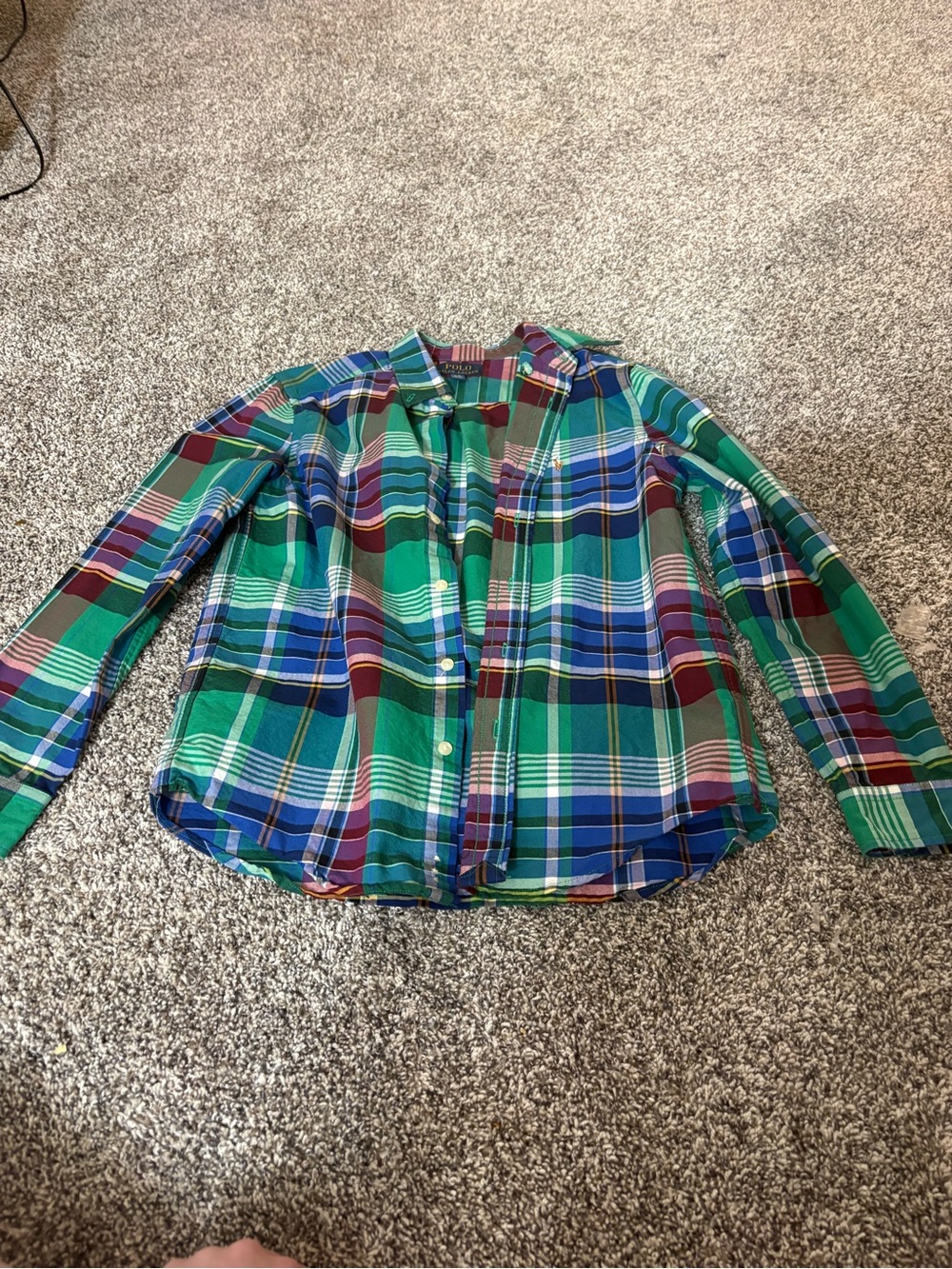 Boys' Green Plaid Button-Up Shirt